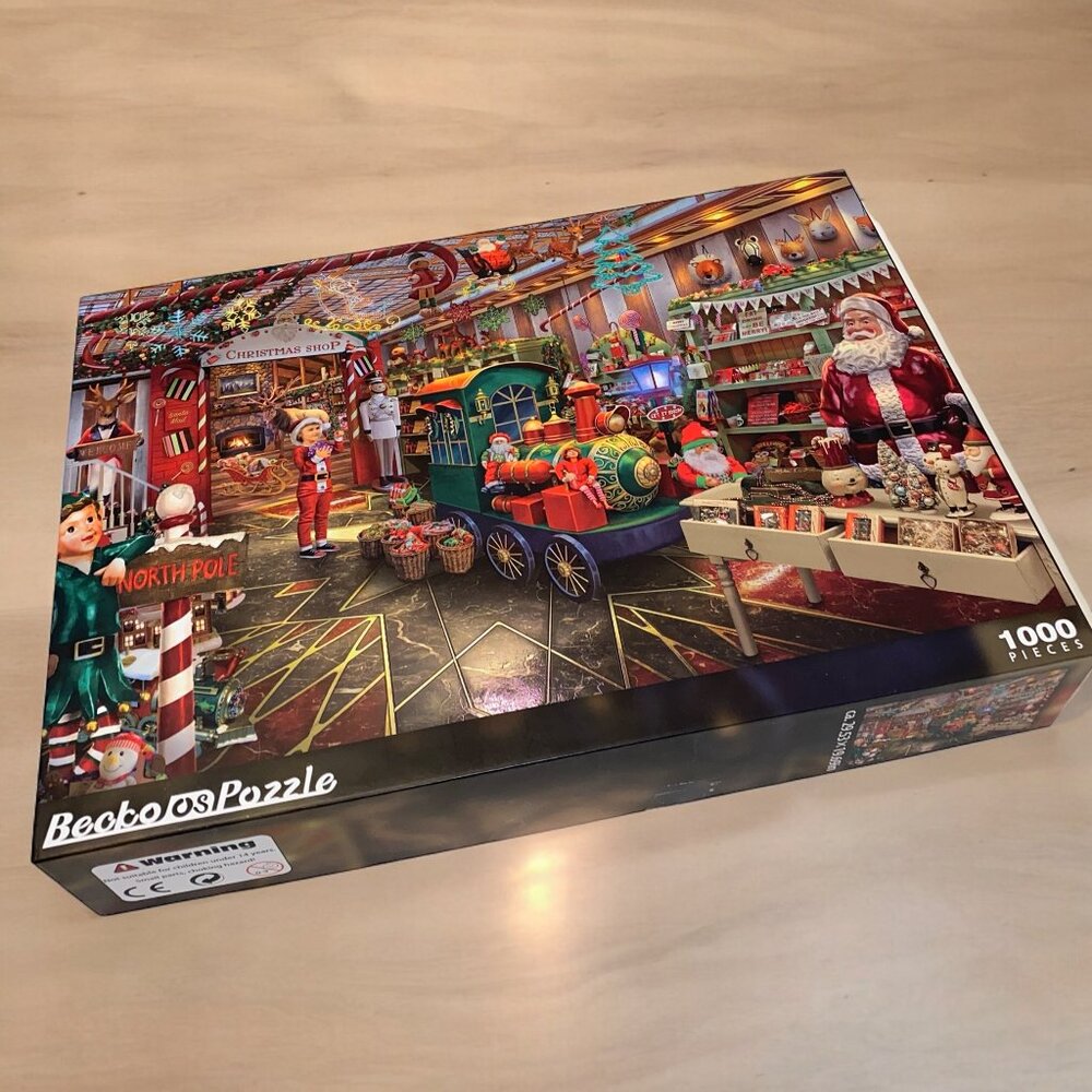 Becko Us Puzzle Wooden Jigsaw Puzzle Christmas Santa Shop 1000 Pieces